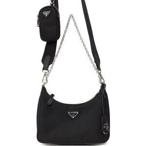 Prada ReEdition 2005 Saffiano Leather Chain Shoulder Bag Black
